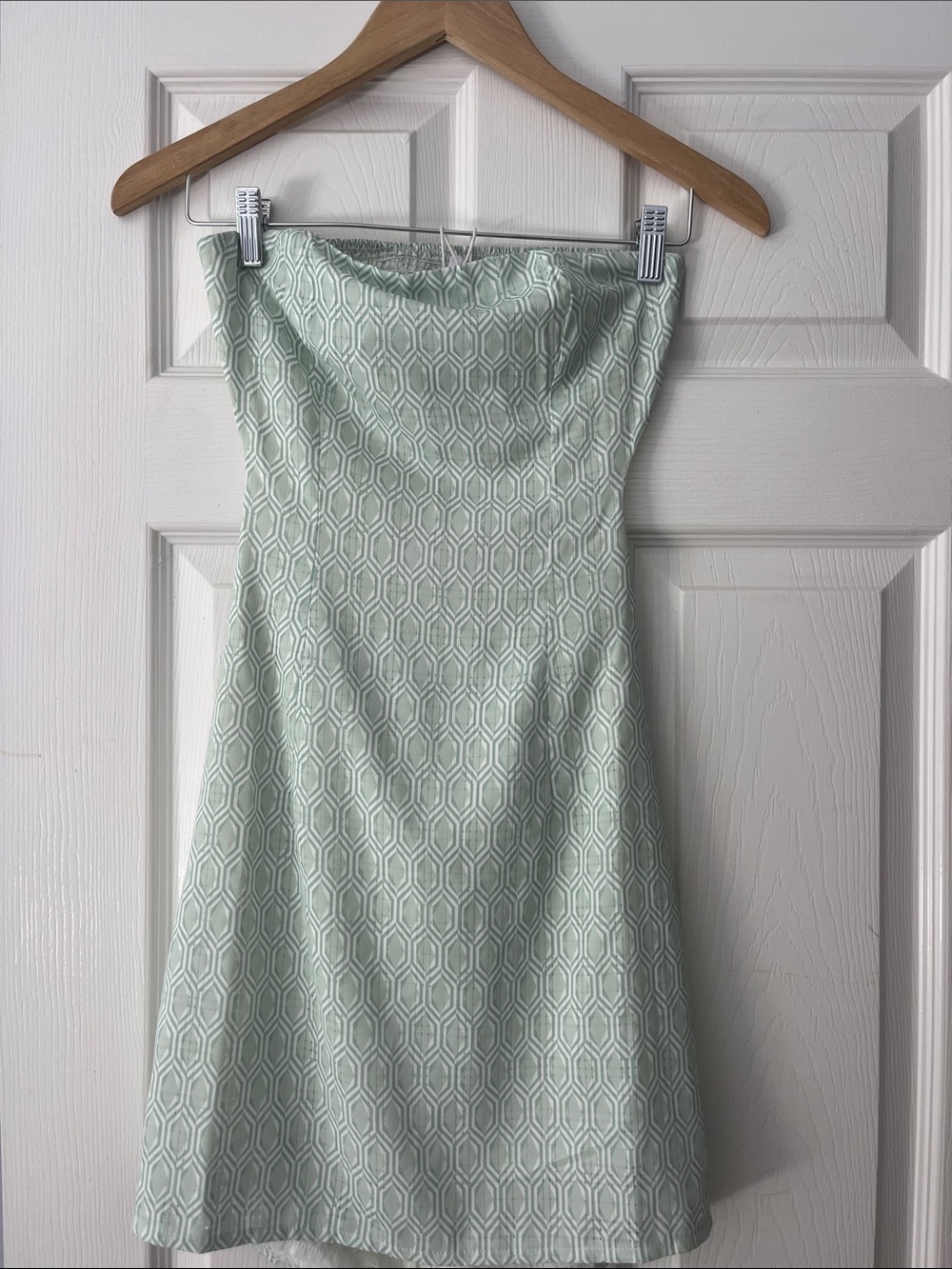 Princess Polly Strapless Mint Jacquard A-Line Dress
